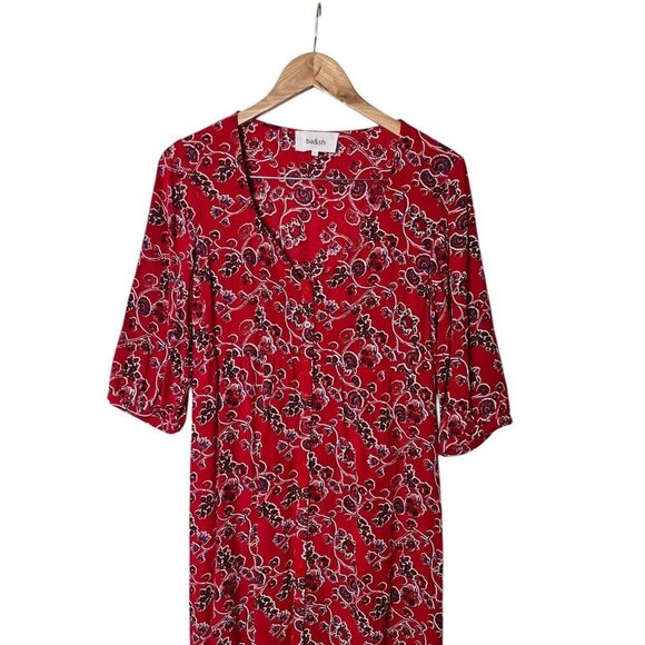 Ba&sh Jazz V Neck MIDI Dress Red 1 1483 - Picture 3 of 8